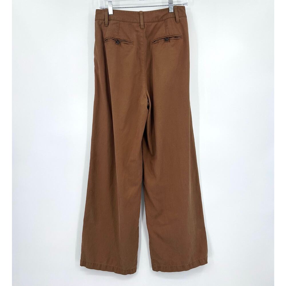 Madewell The Harlow Wide-Leg Pant Brown Lyocell Linen Blend High Rise Size 2 - Picture 10 of 12